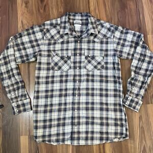 Ariat Men’s LT Retro Fit Long Sleeve Plaid Flannel Shirt Western Pearl Snap